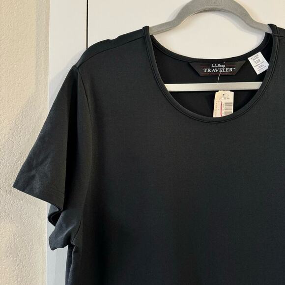 Vintage L.L. Bean Traveler Midi Dress Black Size XL Petite Deadstock - Picture 5 of 5